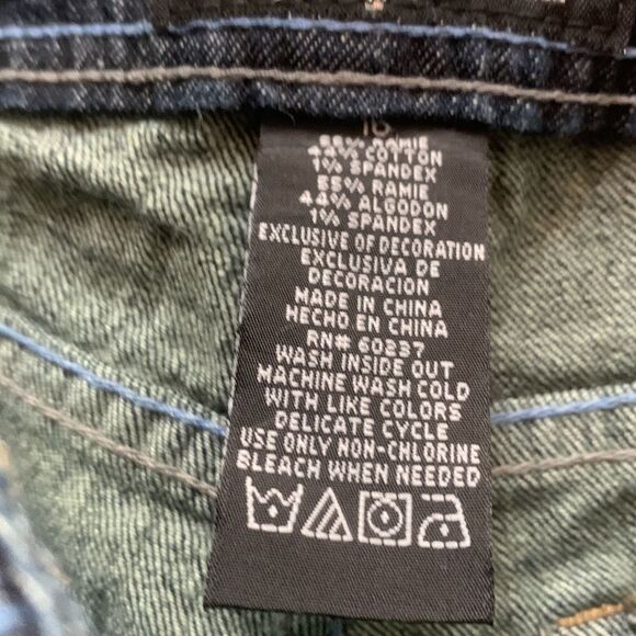 Baby Phat Girlz 10 Rolled Leg Gold Embroider And Hardware 5 Pockets Rami Cotton - Picture 2 of 12